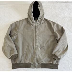 Carhartt J130 DES Men Size 3XL Canvas Jacket Quilt Lined Hooded Outdoor Workwear